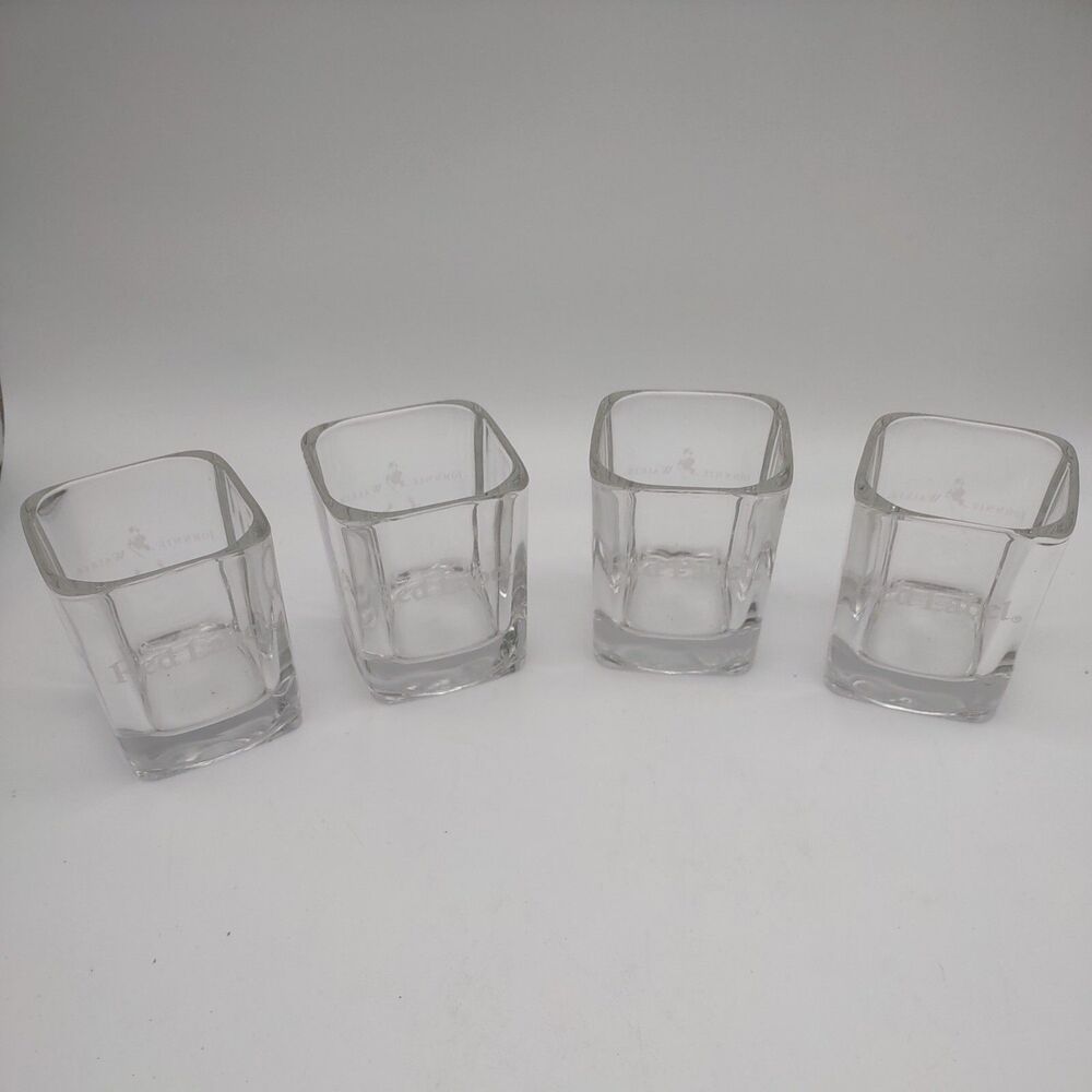 Johnnie Walker Red Label Scotch Whiskey Square Glasses Set of 4 Boxed